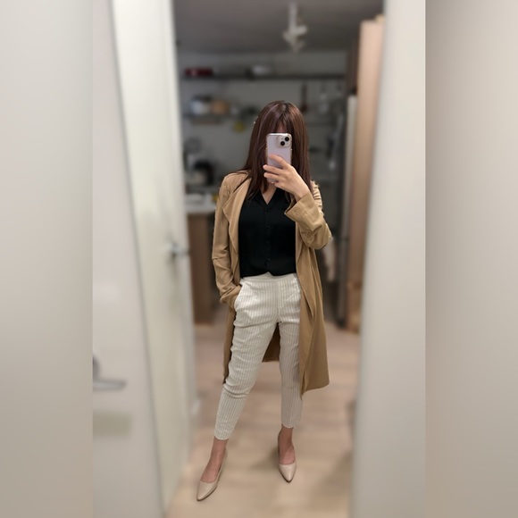 NWOT Aritzia Babaton Conan Linen Pants, Cropped, Stripped Dress Pant, classic - Picture 2 of 14